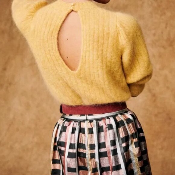 Sezane Malla Skirt in Metallic Cognac Tiles size 36 - Picture 2 of 7